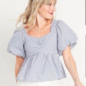 Old Navy Blue and White Striped Blouse